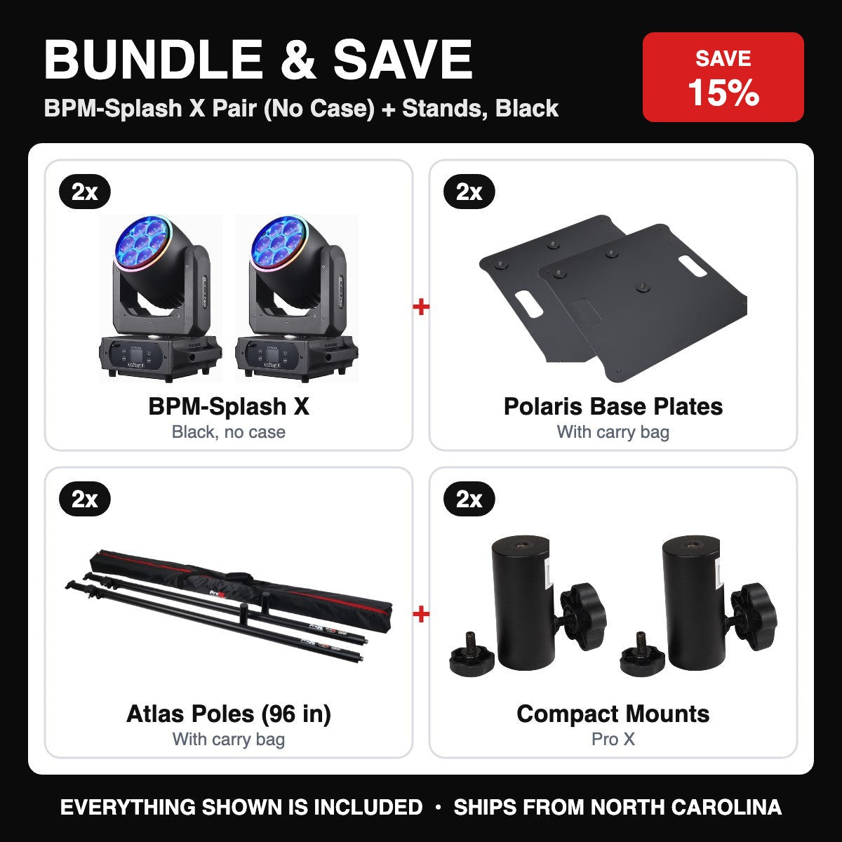 Bundle & Save - BPM-Splash X Pair (No Case) + Stands, Black