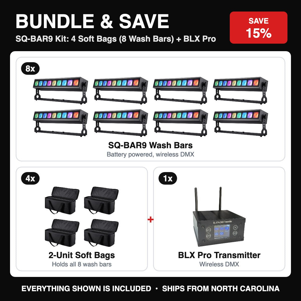 Bundle & Save - SQ-BAR9 Kit: 4 Soft Bags (8 Wash Bars) + BLX Pro