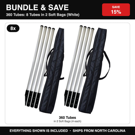 Bundle & Save - 8 Tubes in 2 Soft Bags (White)