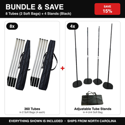 360 Tube Bundle | 8 Tubes (2 Soft Bags) + 4 Stands