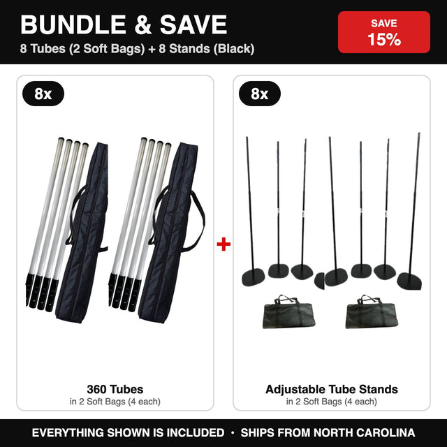 Bundle & Save - 8 Tubes (2 Soft Bags) + 8 Stands (Black)