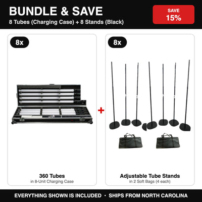 360 Tube Bundle | 8 Tubes (Charging Case) + 8 Stands