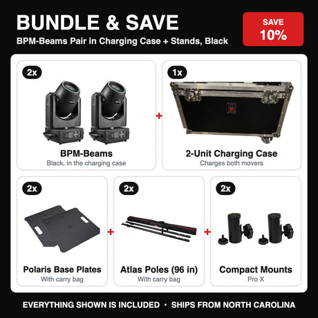 Bundle & Save - BPM-Beams Pair in Charging Case + Stands, Black