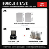 Bundle & Save - 2 Cold Spark Fountains + Road Case + 20 Powder Packs, White