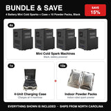 Bundle & Save - 4 Battery Mini Cold Sparks + Case + 10 Powder Packs, Black