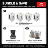 Bundle & Save - 4 Battery Mini Cold Sparks + Case + 10 Powder Packs, White