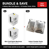 Mini Cold Spark Bundle: 2 battery Mini Cold Sparks plus 10 powder packs, white