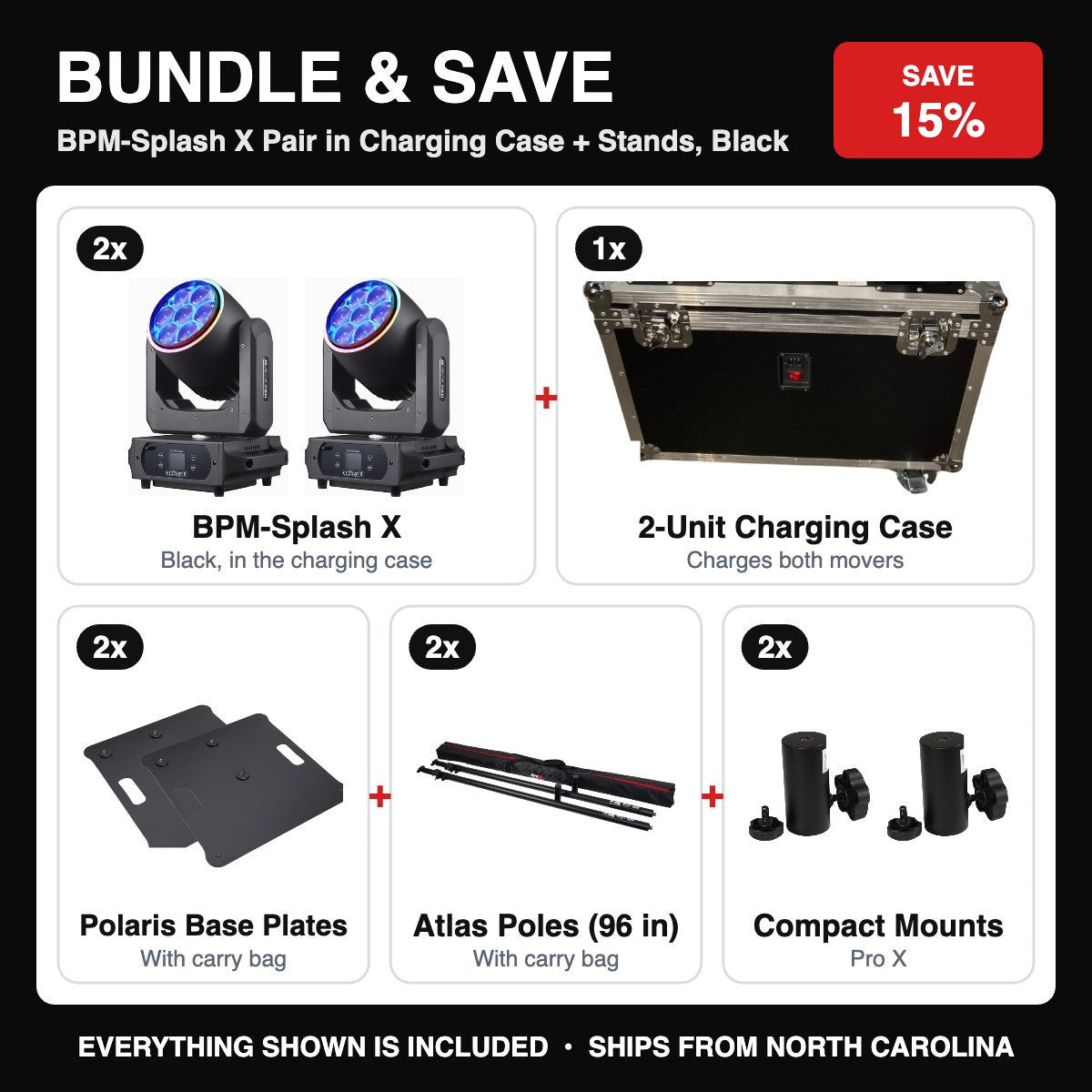 Bundle & Save - BPM-Splash X Pair in Charging Case + Stands, Black