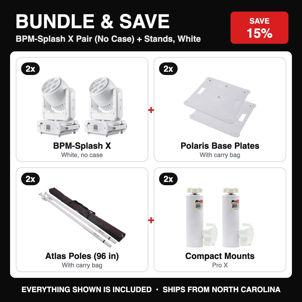 Bundle & Save - BPM-Splash X Pair (No Case) + Stands, White