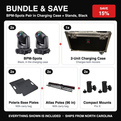 BPM-Spots Mover Bundle | Pair + Polaris/Atlas Stands + Mounts