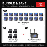 Bundle & Save - SQ-4 IP Kit: 4 Soft Bags (16 Uplights) + BLX Pro, Black