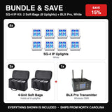 Bundle & Save - SQ-4 IP Kit: 2 Soft Bags (8 Uplights) + BLX Pro, White