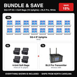 Bundle & Save - SQ-4 IP Kit: 4 Soft Bags (16 Uplights) + BLX Pro, White