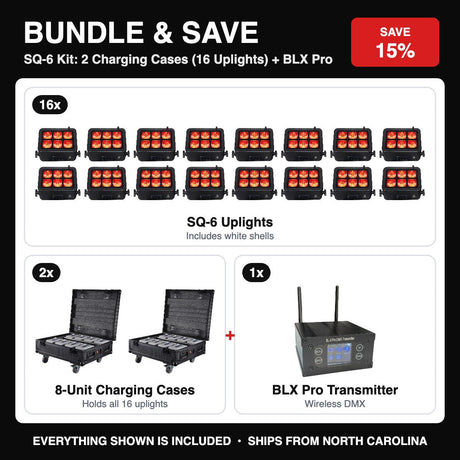 Bundle & Save - SQ-6 Kit: 2 Charging Cases (16 Uplights) + BLX Pro