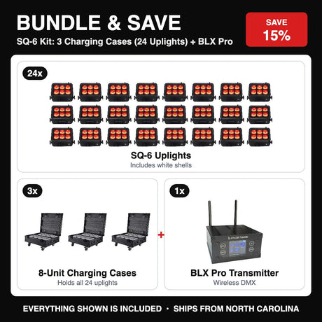 Bundle & Save - SQ-6 Kit: 3 Charging Cases (24 Uplights) + BLX Pro