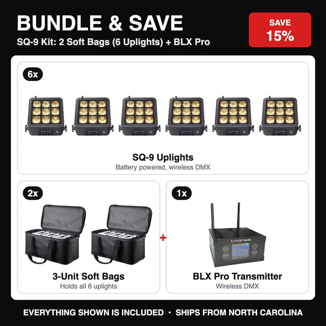 Bundle & Save - SQ-9 Kit: 2 Soft Bags (6 Uplights) + BLX Pro
