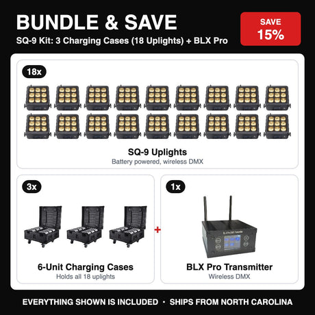 Bundle & Save - SQ-9 Kit: 3 Charging Cases (18 Uplights) + BLX Pro