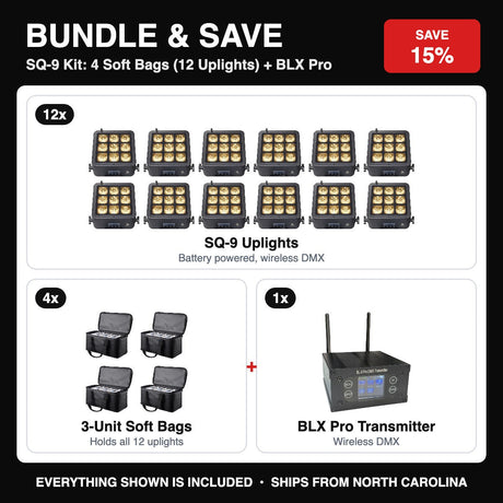 Bundle & Save - SQ-9 Kit: 4 Soft Bags (12 Uplights) + BLX Pro