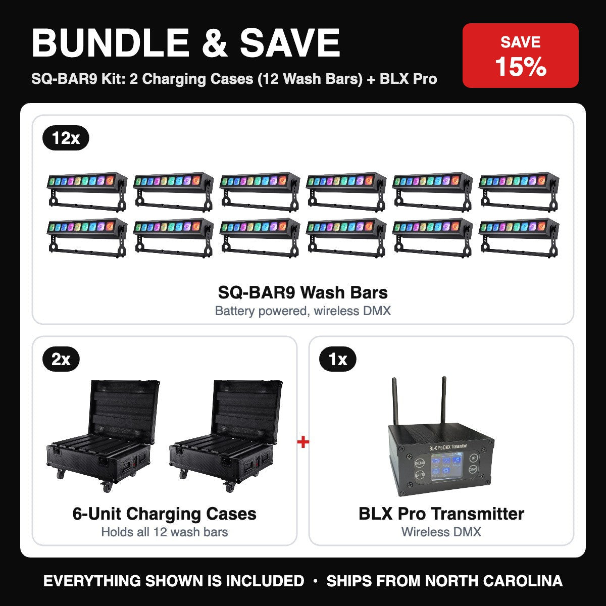 Bundle & Save - SQ-BAR9 Kit: 2 Charging Cases (12 Wash Bars) + BLX Pro