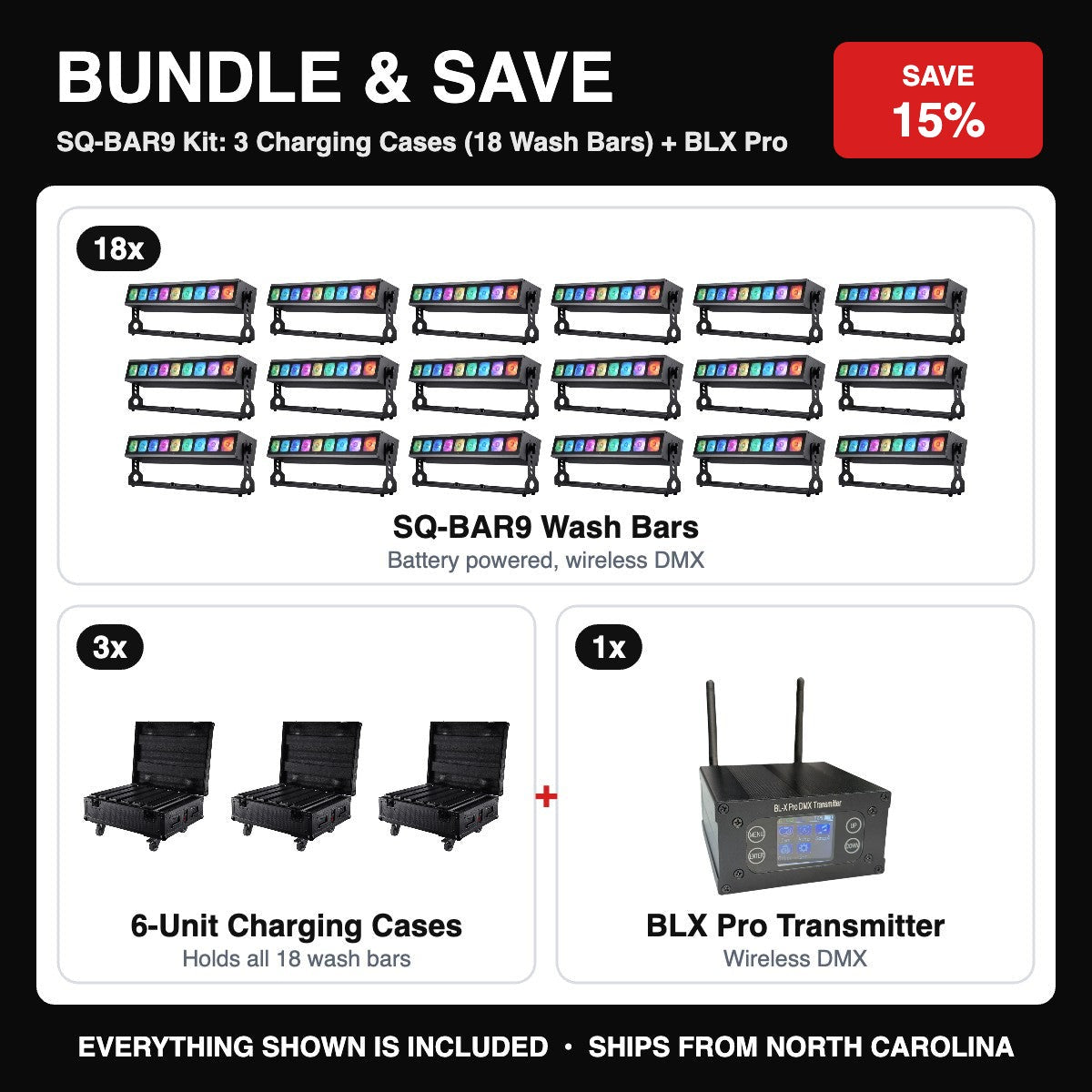 Bundle & Save - SQ-BAR9 Kit: 3 Charging Cases (18 Wash Bars) + BLX Pro